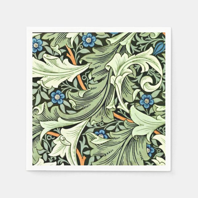 Serviette En Papier William Morris - Granville, bleu et vert grand (Devant)