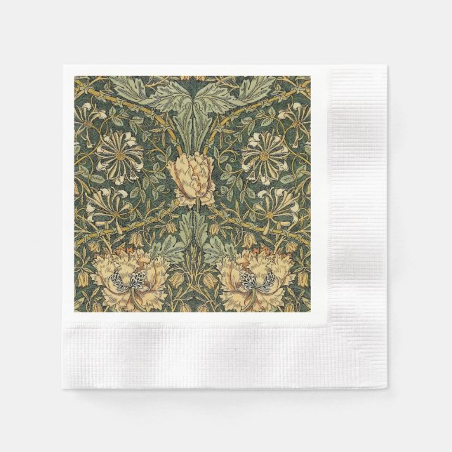 Serviette En Papier William Morris Honeysuckle Vert Floral (Devant)