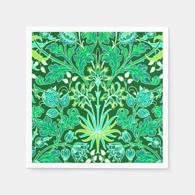Serviette En Papier William Morris Hyacinth Imprimer, Emerald Green (Devant)