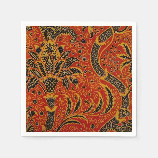 Serviette En Papier William Morris Inde Floral rouge (Devant)