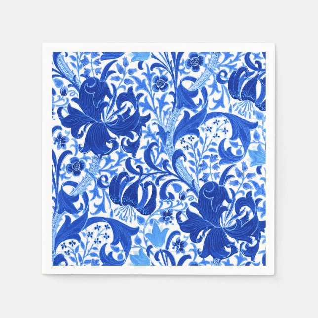 Serviette En Papier William Morris Iris et Lily, Cobalt Blue (Devant)