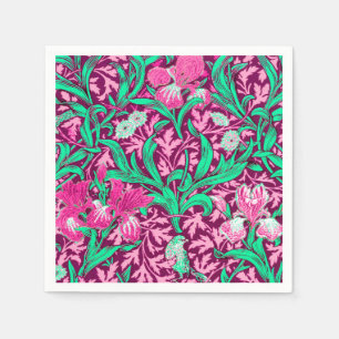 Serviette En Papier William Morris Irises, Fuchsia, rose et vin