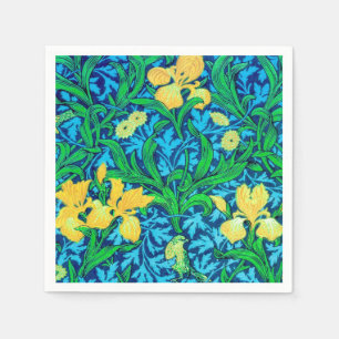 Serviette En Papier William Morris Irises, jaune et bleu de cobalt
