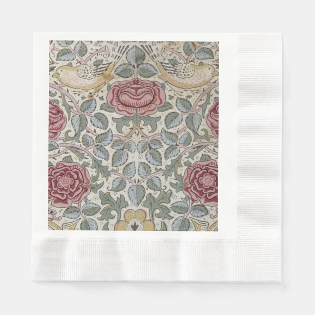 Serviette En Papier William Morris - Le Motif Rose (Devant)