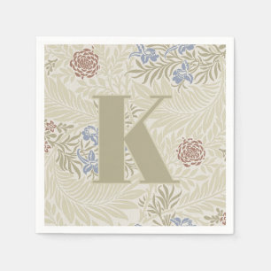 Serviette En Papier William Morris Lt Blue & Rust Larkspur Motif