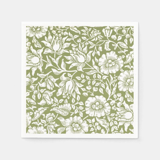 Serviette En Papier William Morris Mallow Motif vert (Devant)