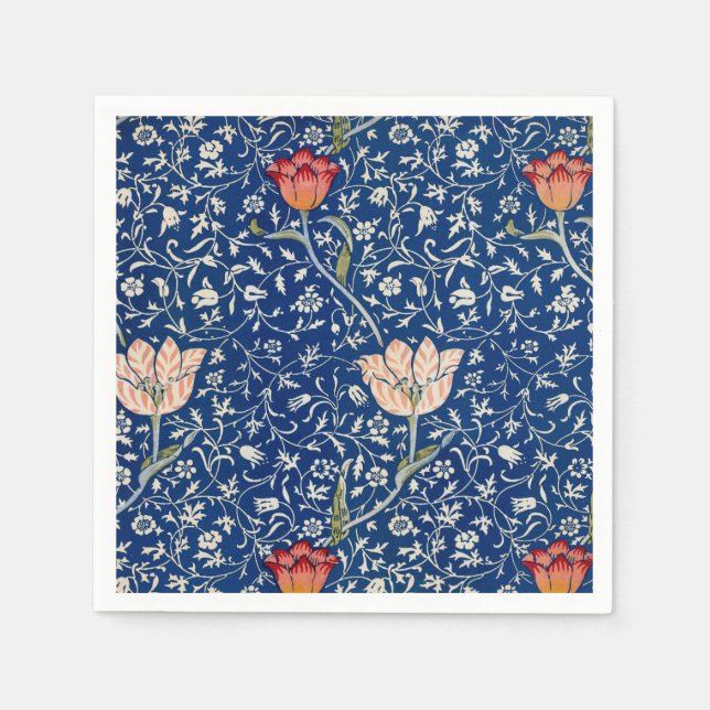Serviette En Papier William Morris Medway Floral bleu (Devant)