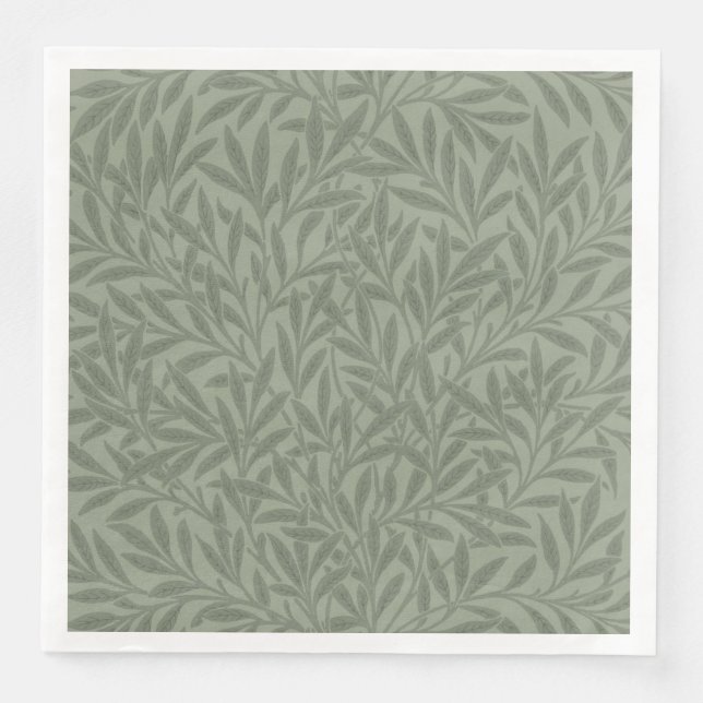 Serviette En Papier William Morris Motif Saule Antique Vert Sauge (Devant)