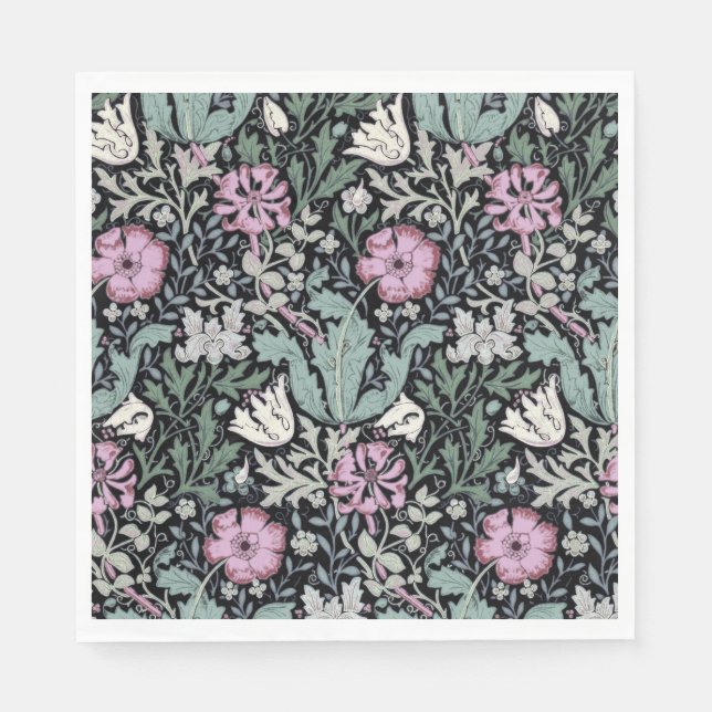 Serviette En Papier William Morris Poppy Botanical Victorian Wallpaper (Devant)