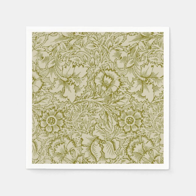 Serviette En Papier William Morris Poppy Classic Floral Green (Devant)