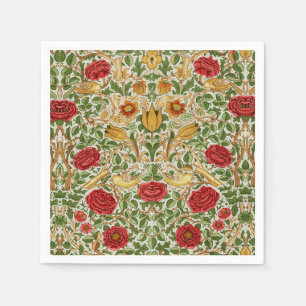 Serviette En Papier William Morris Rose et oiseaux Chintz Red