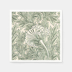 Serviette En Papier William Morris tulip fond textile vert
