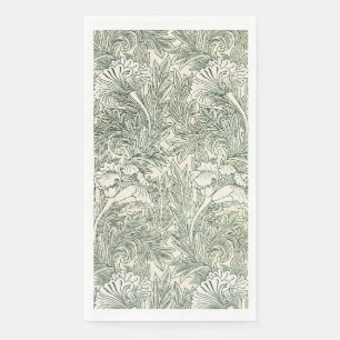 Serviette En Papier William Morris tulip fond textile vert