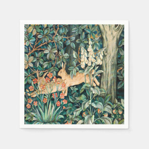 Serviette En Papier William Morris Vintage Lapin Jardin Floral Art