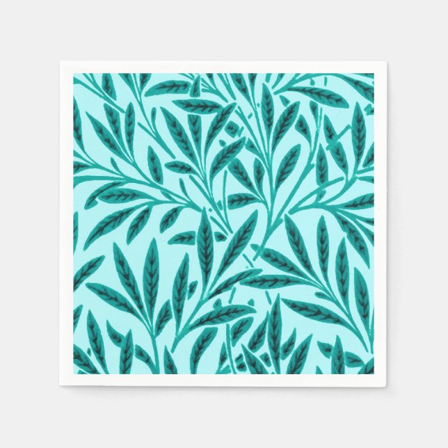 Serviette En Papier William Morris Willow Motif, Turquoise & Aqua (Devant)