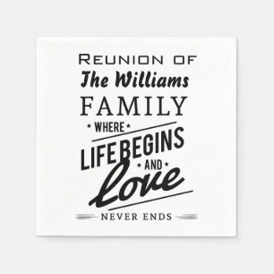 Serviette En Papier Williams Family Member Reunion Typographie Vintage
