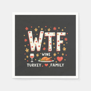 Serviette En Papier WIne Turquie Famille drôle Thanksgiving