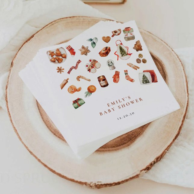 Serviette En Papier Winter Christmas Baby Shower Paper Napkins (Créateur téléchargé)