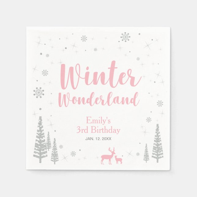 Serviette En Papier Winter Onederland 1er Anniversaire Papier de fête  (Devant)