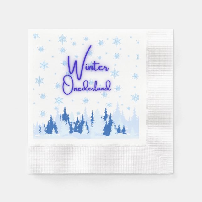 Serviette En Papier Winter Onederland First Birthday Party Napkins (Devant)