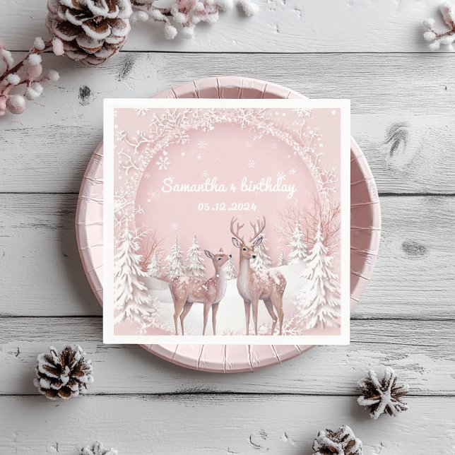 Serviette En Papier Winter Wonderland Anniversaire Napkins | Rose et c (Créateur téléchargé)