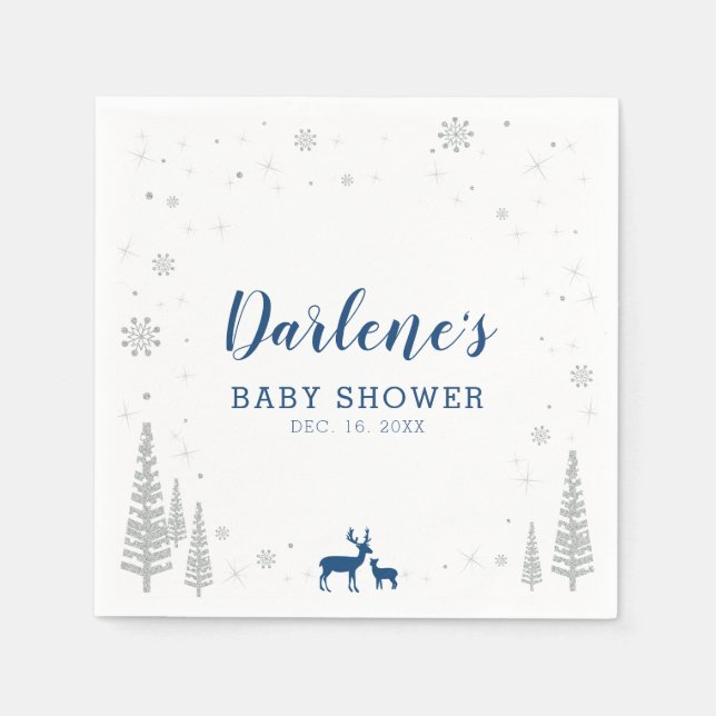 Serviette En Papier Winter Wonderland Baby shower neige papier Napkin (Devant)