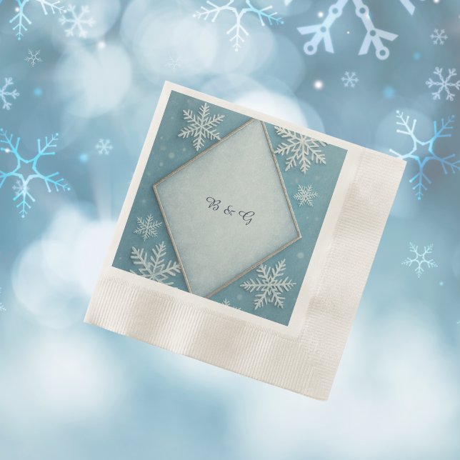 Serviette En Papier Winter Wonderland Blue Snowy Romantique mariage (Créateur téléchargé)