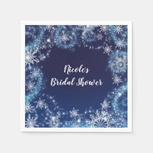 Serviette En Papier Winter Wonderland Blue & White Sparkies Snowflakes