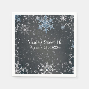 Serviette En Papier Winter Wonderland Chalk Blue Grey Silver Party