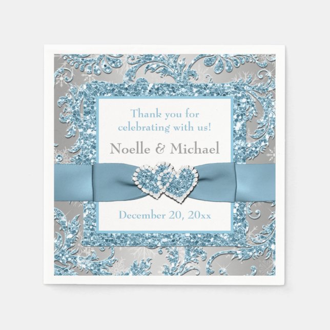 Serviette En Papier Winter Wonderland, Coeurs joints Papier serviettes (Devant)