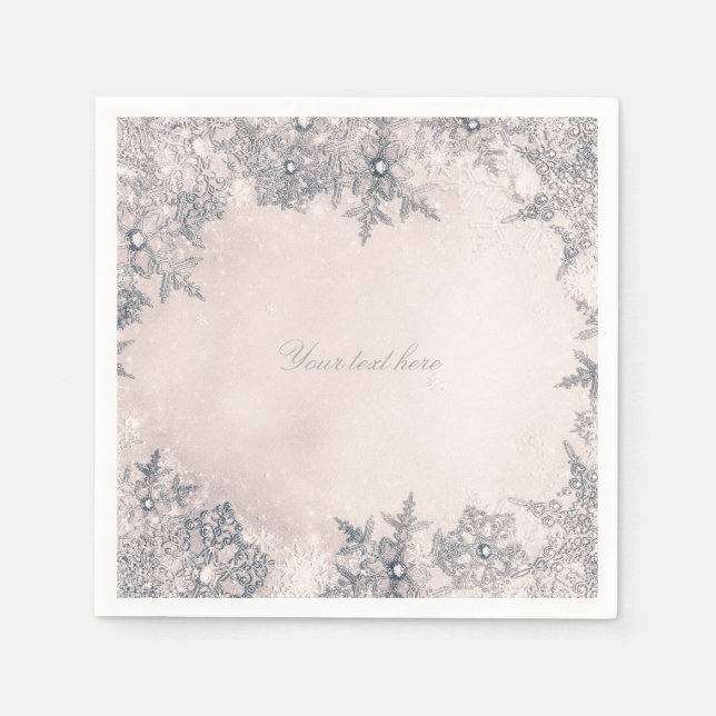 Serviette En Papier Winter Wonderland Crème Blanc Élégant Snowflakes (Devant)