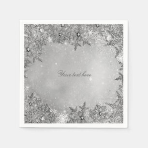 Serviette En Papier Winter Wonderland Snowflakes Pure Argent Élégant