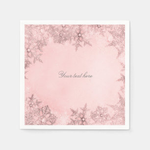 Serviette En Papier Winter Wonderland Snowflakes Soft Pink Elegant