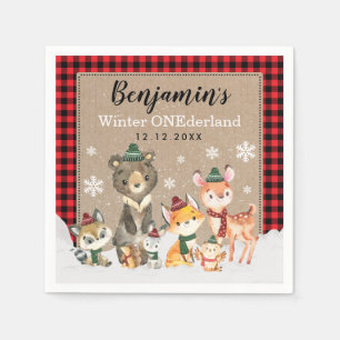 Serviette En Papier Winter Woodland ONE derland Lumberjack 1er anniver