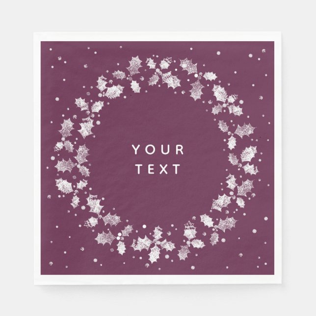 Serviette En Papier Winterberry imprimé Holly Wreath Custom Christmas (Devant)