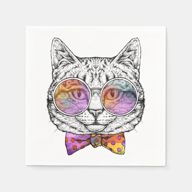 Serviette En Papier Wise Kitty Kat (Devant)