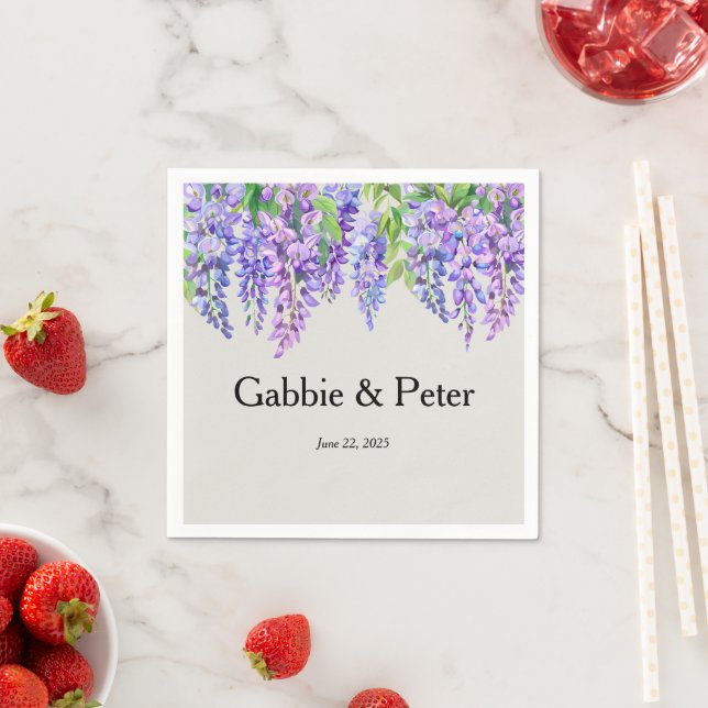 Serviette En Papier Wisteria Fleurs violettes Botanique Jardin Mariage (En situation)