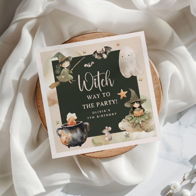 Serviette En Papier Witch Way to the Party' Kids Halloween Birthday (Créateur téléchargé)