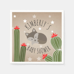 Serviette En Papier Wolf Pup Cactus Desert Stars Baby shower