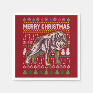 Serviette En Papier Wolf Ugly Christmas Sweat Wildlife Series