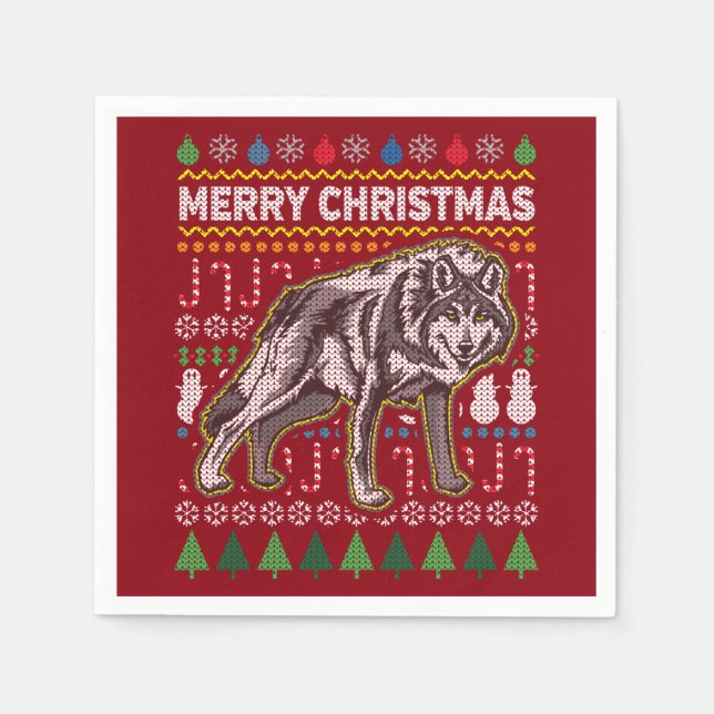 Serviette En Papier Wolf Ugly Christmas Sweat Wildlife Series (Devant)