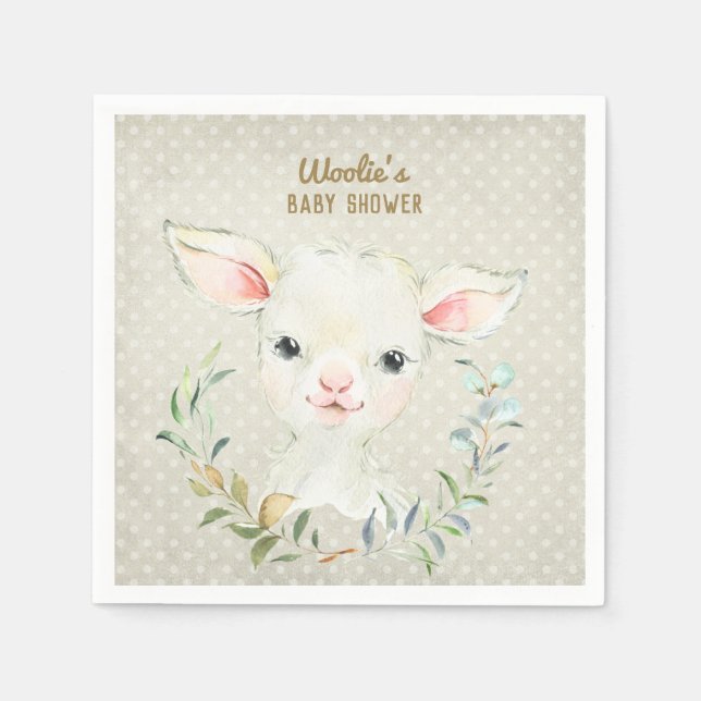 Serviette En Papier Wollie Lambert Cute Lamb Napkin - Baby shower (Devant)
