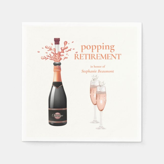 Serviette En Papier Woman's Elegant Popping Champagne Retirement (Devant)