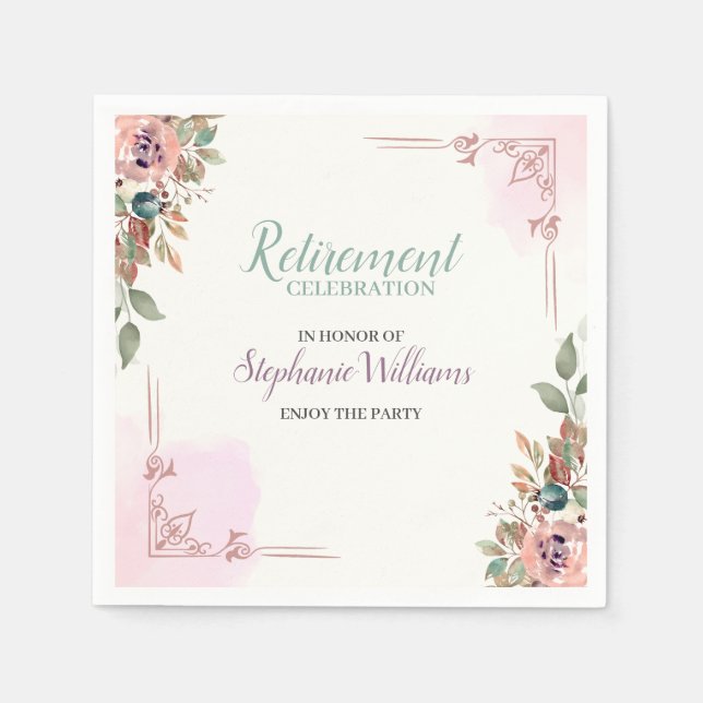 Serviette En Papier Women Floral Classic Elegant Retirement Party (Devant)