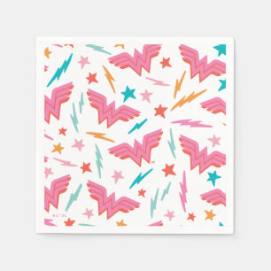 Serviette En Papier Wonder Woman Logo Rose et Motif Éclair