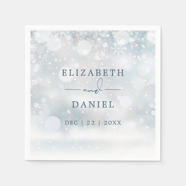 Serviette En Papier Wonderland neige Mariage Merci (Devant)