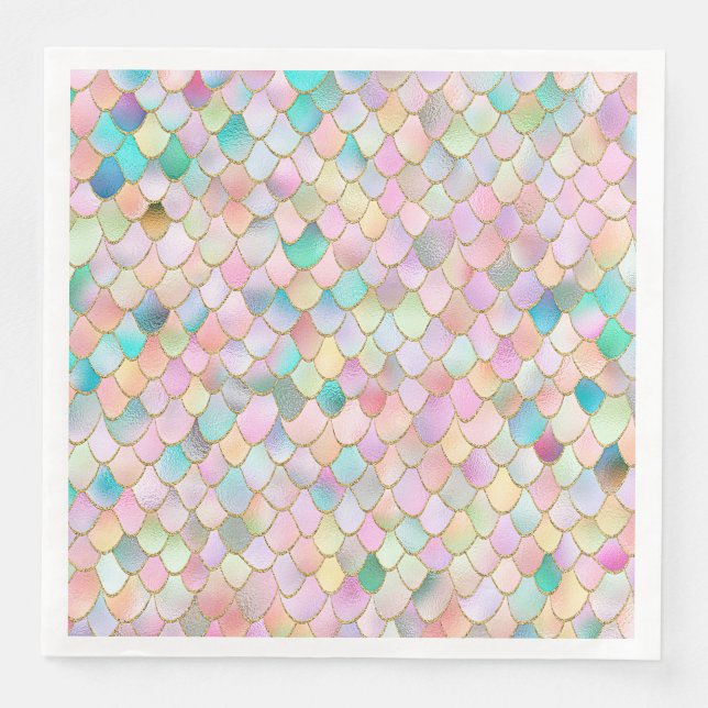 Serviette En Papier Wonky Trendy Rainbow Girl Metal Mermaid Scales (Devant)
