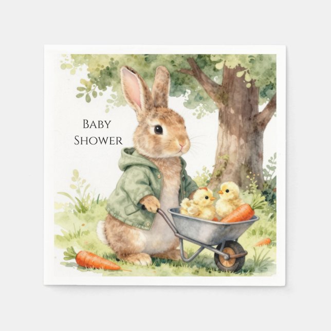 Serviette En Papier Woodland Bunny Baby Shower (Devant)