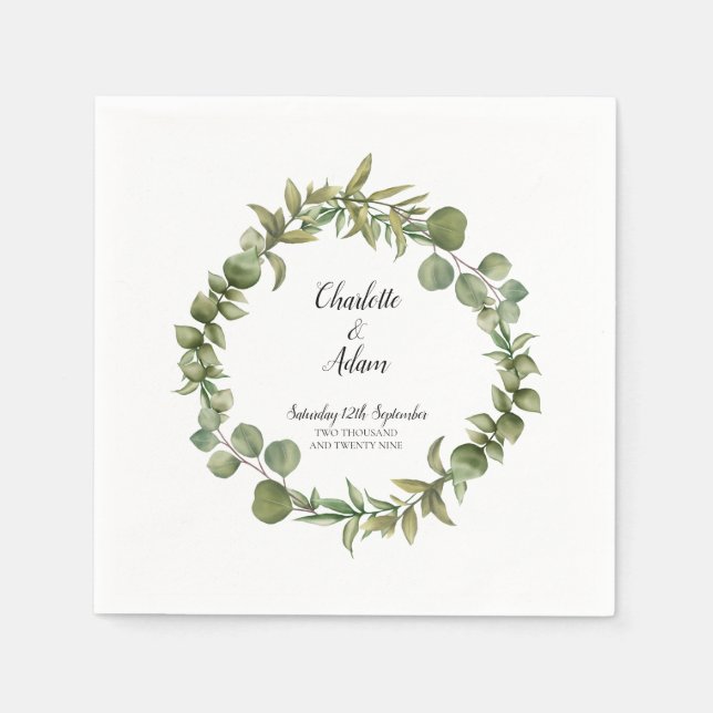 Serviette En Papier Woodland Eucalyptus Mariage de verdure (Devant)
