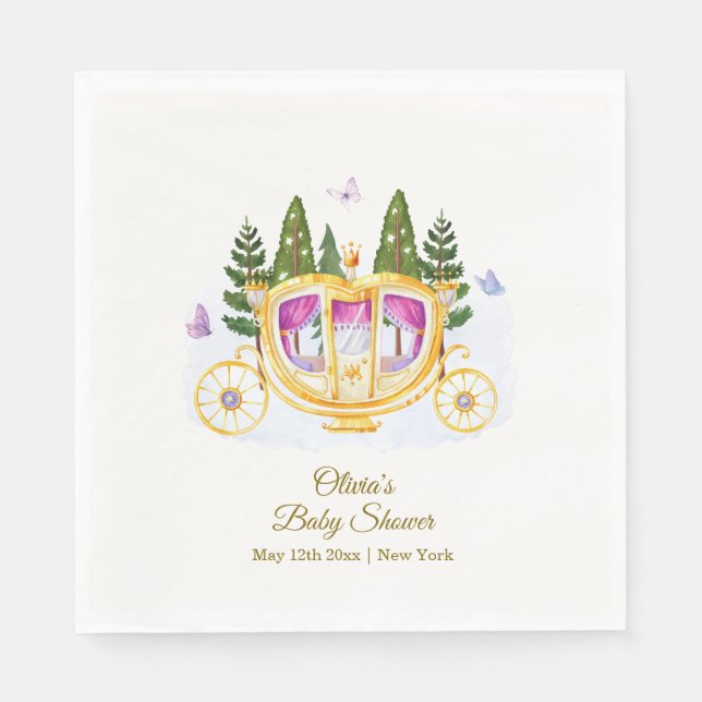 Serviette En Papier Woodland Fairytale Princess Carriage Baby Shower (Devant)